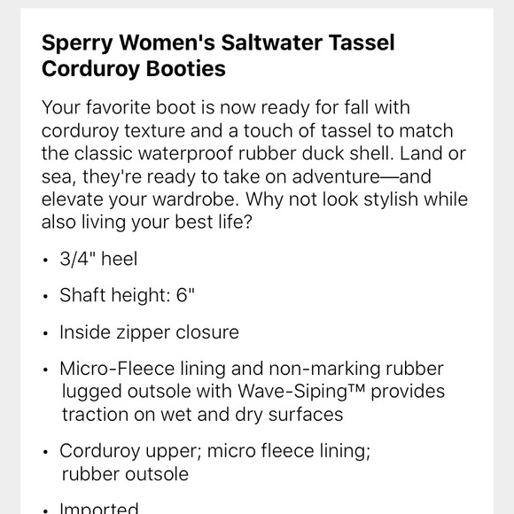 Sperry Women's Saltwater Tassel Corduroy Booties - Picture 9 of 13